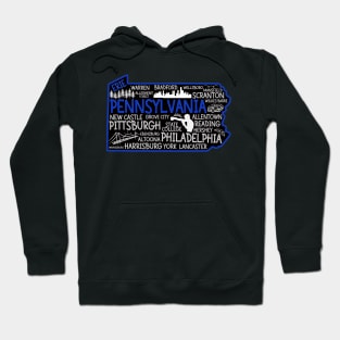 Erie Pennsylvania cute map, Reading, Bethlehem, Scranton, Lancaster, Levittown, Harrisburg Hoodie